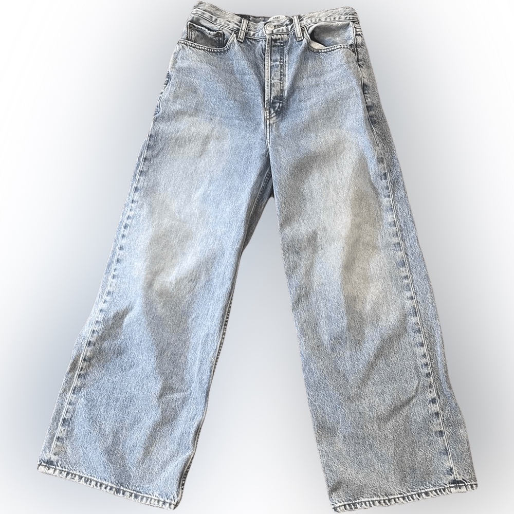 Re/Done Wide Leg High Rise Light Blue Denim Jeans